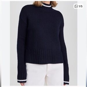 Navy Funnel Neck Sweater | Veronica Beard